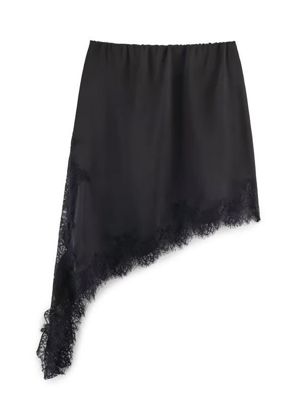 2026 Spring/Summer Women's Asymmetrical Lace Midi Skirt with Irregular Hem