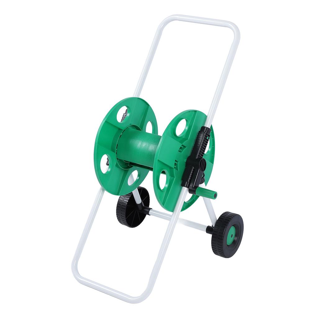 Vattenslangvinda med vagn Grön PP Arbetsbesparande med Hjul Handdriven Slangförvaringsvagn för Trädgård