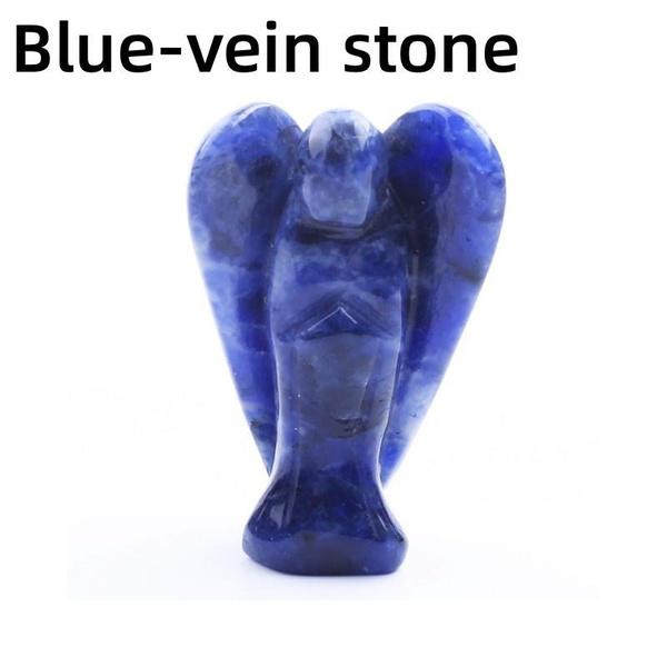 Statue d'ange de 1,5 pouce en pierre sculptée en cristal de jade naturel, statue de guérison Reiki, décoration de la maison, pièces de sculpture d'ange en cristal, cadeaux artisanaux