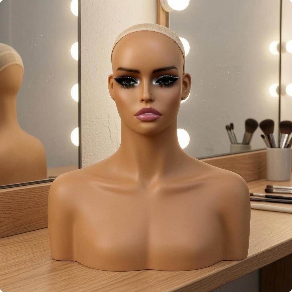 Mannequin Head with Shoulders Toned Hairpiece display Bust Smooth