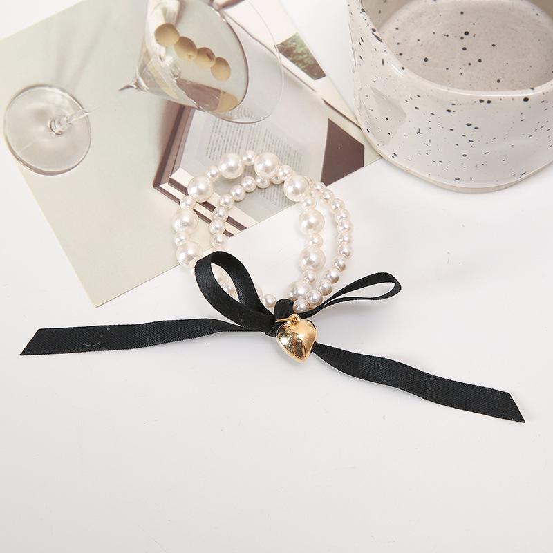 

1 шт. Корейское осеннее новое жемчужное кольцо для волос с высокой эластичностью, базовая повязка-бант для хвостика, аксессуар
