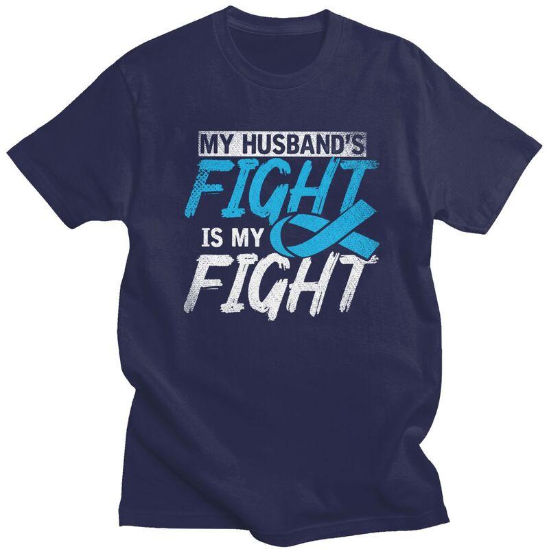 My Husbands Fight Is My Fight Prostate Cancer Awareness T Shirt Short Sleeves Graphic Clothing Loose Fit 100 Cotton Tee Tops