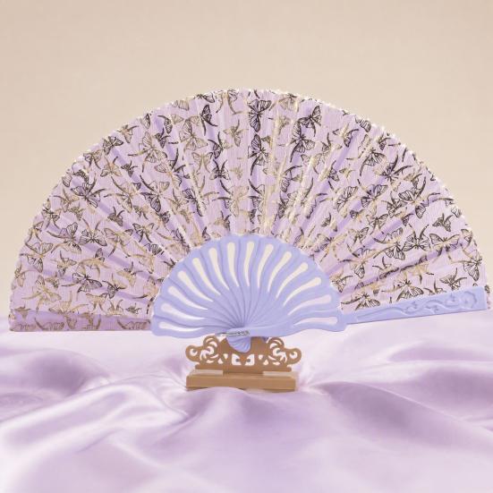 Compact Portable Fans Chinese Style Butterfly Folding Fan, Plastic Ribs Decorative Handheld Hand Held Summer Cooling Party Favors for Men Women