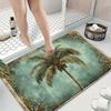 Tropical Palm Trees Vintage Print Bath Mat Nonslip Washable Bathroom Rug Retro Decor Entryway Welcome Mat 1PC