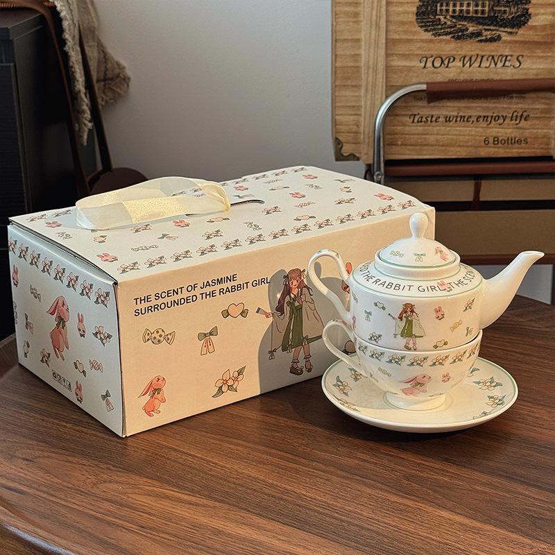 Alice Teapot Cup Saucer Girls Teacup Birthday New Wedding Companion Gift House Moving Afternoon Tea Tea Set Gift Box