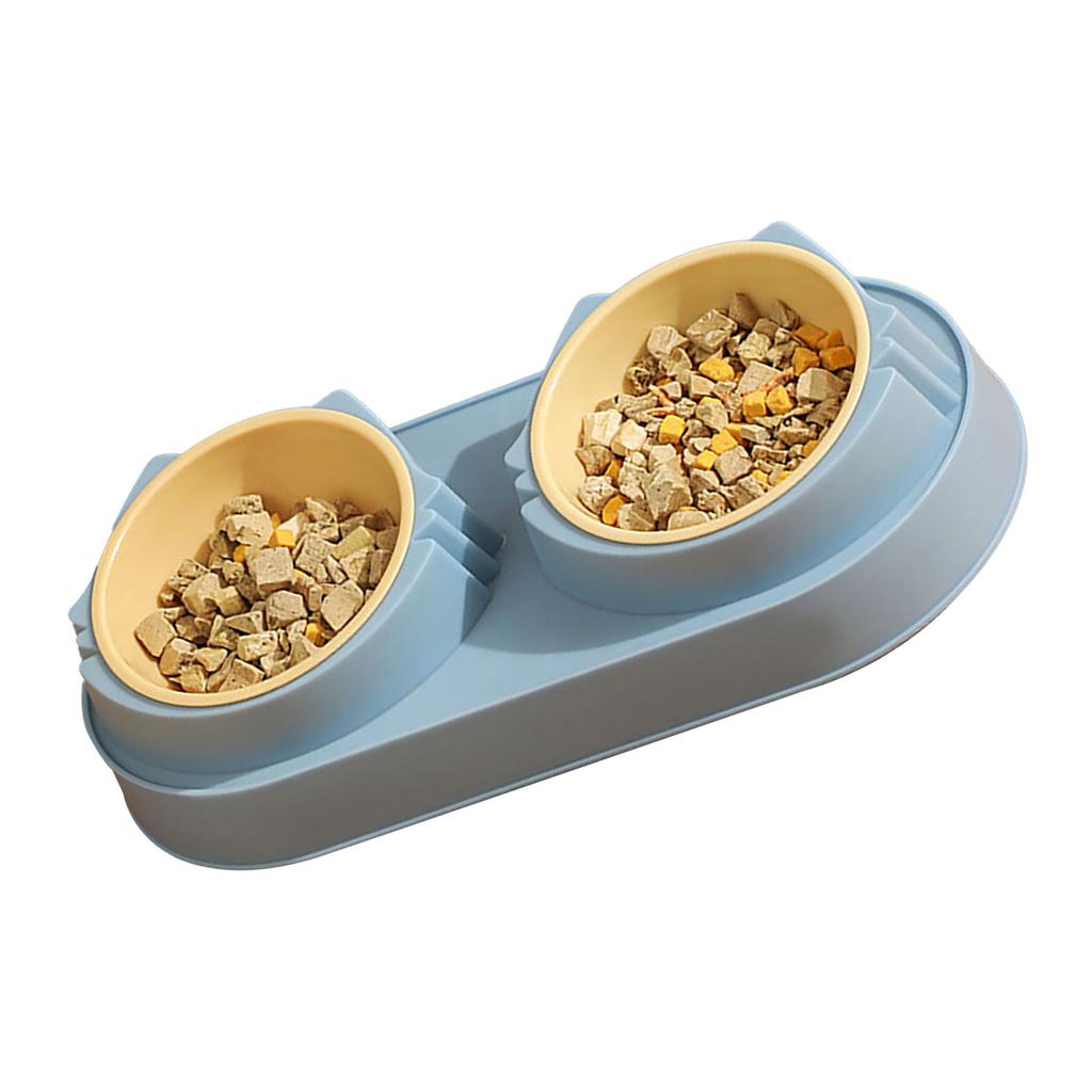 Double Pet Bowl Large Caliber Prevent Slip Spill Proof Pet Food Bowl Set for Pets Dogs Cats