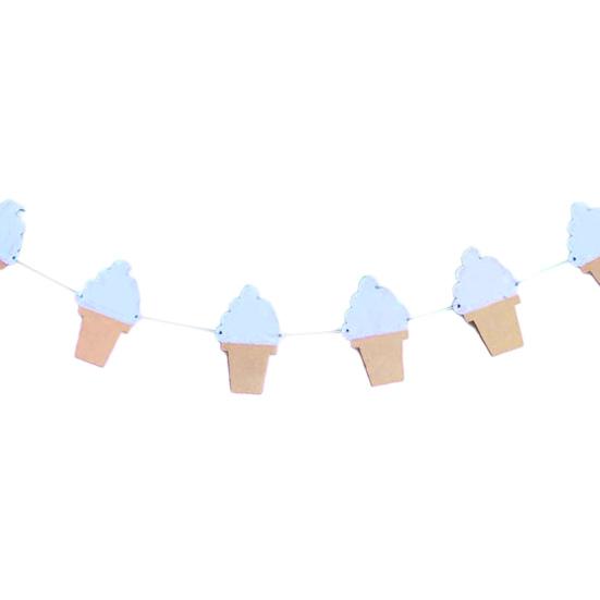 1 Bag Garland Cream Shape Banner Cartoon Punch-free Ice Wall-mounted Birthday Party Bunting Banner Photography Props