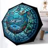 Ocean Life Glass Pattern Umbrella, Portable and Foldable Design, 8 Ribs, a Casual Accessory for Halloween, Christmas, and Birthday Gifts.