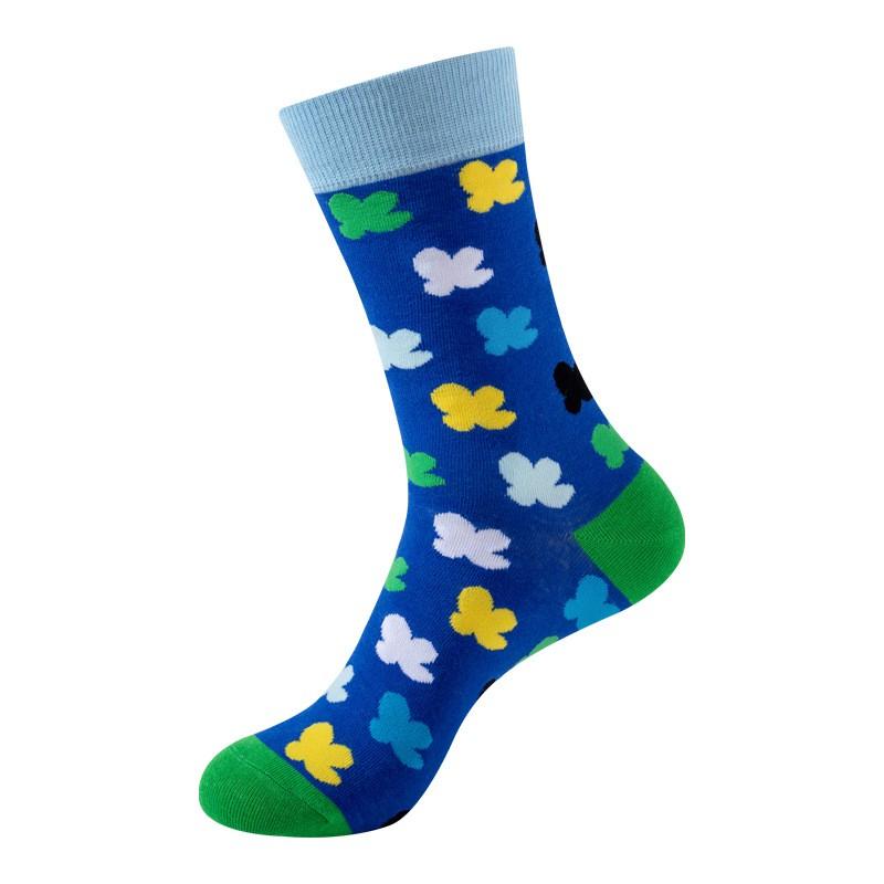 Stylish Four-Leaf Clover Socks Women Men Mid-Calf Crew Cotton Blend Trendy Casual Fashion