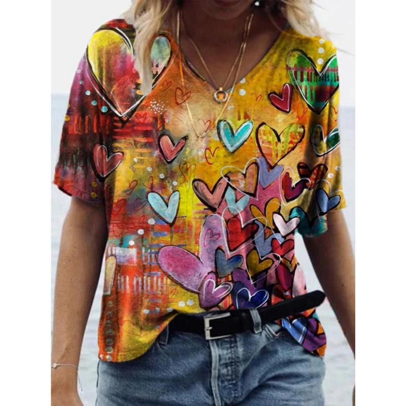 New Popular Abstract Painting 3D Printed Short Sleeved T-shirt for Women's Clothing