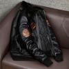 Mens Leather Bomber Jacket Genuine Cowhide Pilot Flight Jacket Cotton Lined Winter Coat
