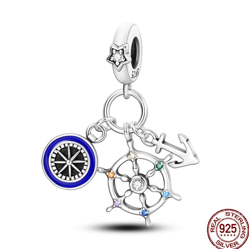 Copper Blue Zircon Beads Ocean Crab Starfish Ship Series Summer Suitable For 3Mm Original Bracelet Diy