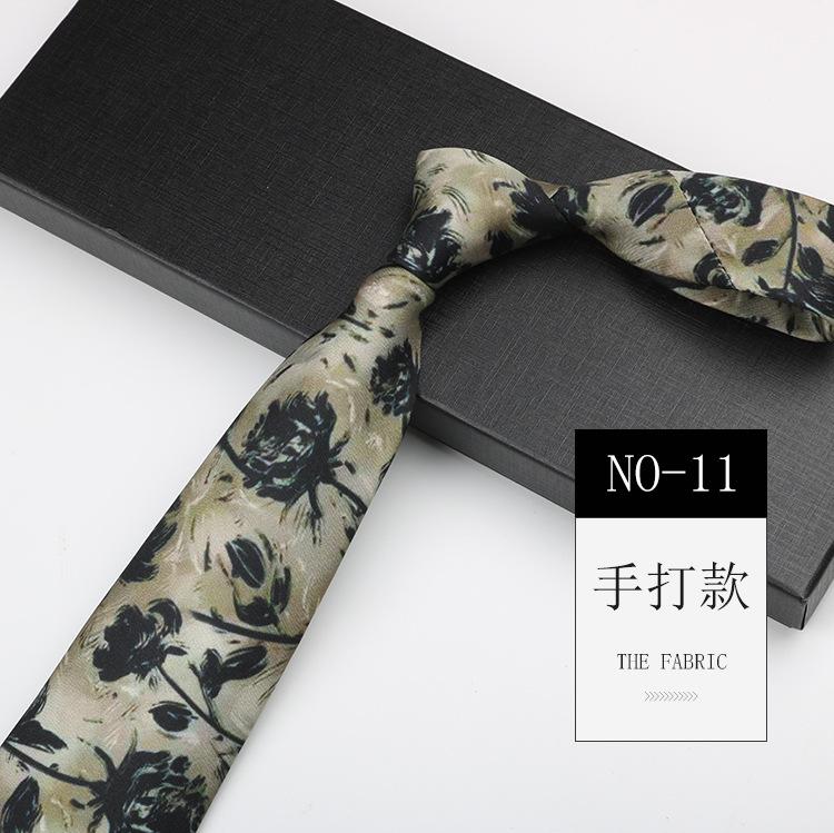 Men'S Printed Tie, Pattern Retro Gentleman'S Suit Shirt Width 9Cm Silk Soft Long Hand-Typed