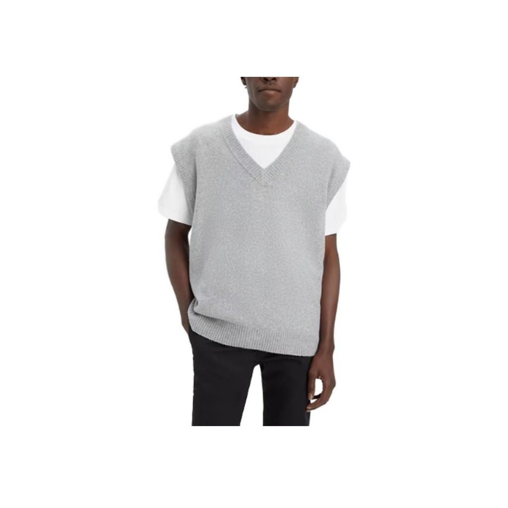 Levis Solid Color V-Neck Sleeveless Vest Men Tops Gray A5742-0000