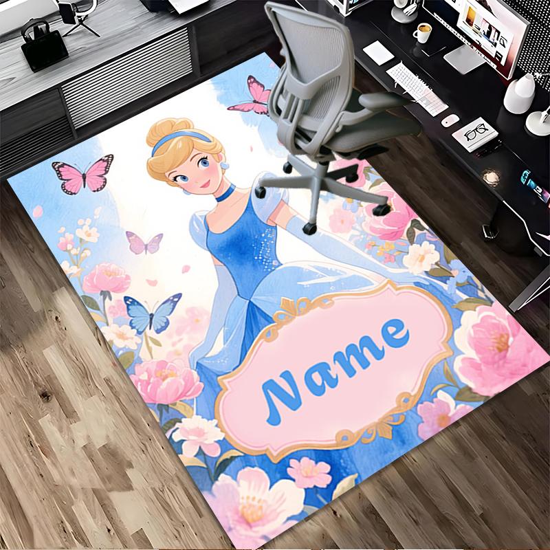 Custom Name Princess Garden Living Room Non-Slip Area Rug Soft Carpet for Bedroom Kids Playroom Sofa Office Home Decor Doormat