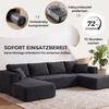 Modular U-Shaped Sofa with 2 Chaise Longues, Corduroy Sofa Bed with High-Density Foam and Spring Cushioning, Dark Grey