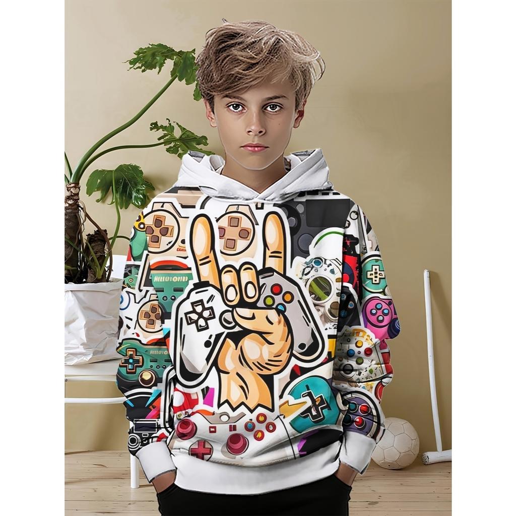 Cool game controller pattern 3D printed fashionable youth sports shirt for boys and teenagers