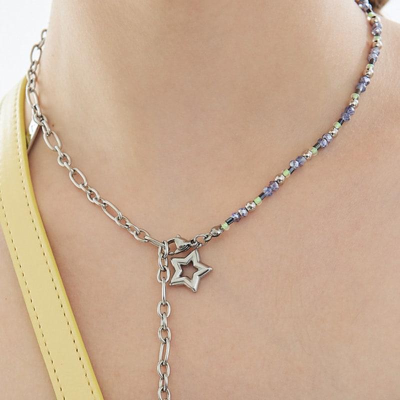 VVV Ribbon Star Chain Drop Surgical Necklace