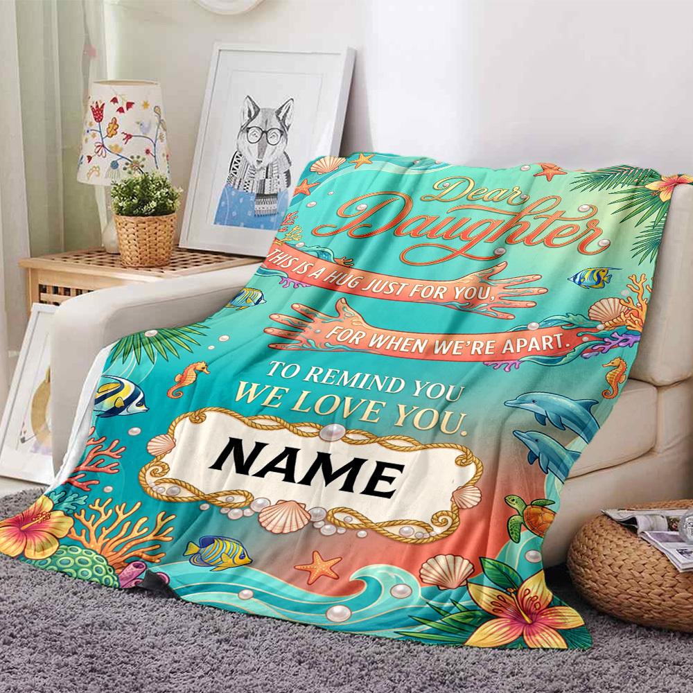 Ocean Love Letter Personalized Name Blankets Soft And Comfortable Against The Skin Naps And The Office A Wonderful Gift For Friends Family And Loved