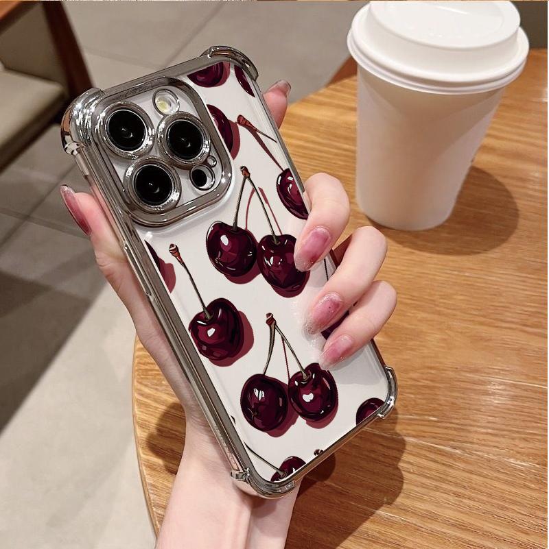 Red Cherry Shockproof Airbag Case For Xiaomi Redmi 15C 15 14C 12C 10C Note 15 Pro 4G 12 13 14 Pro Plus 5G 11S 11 Pro 12S Cover