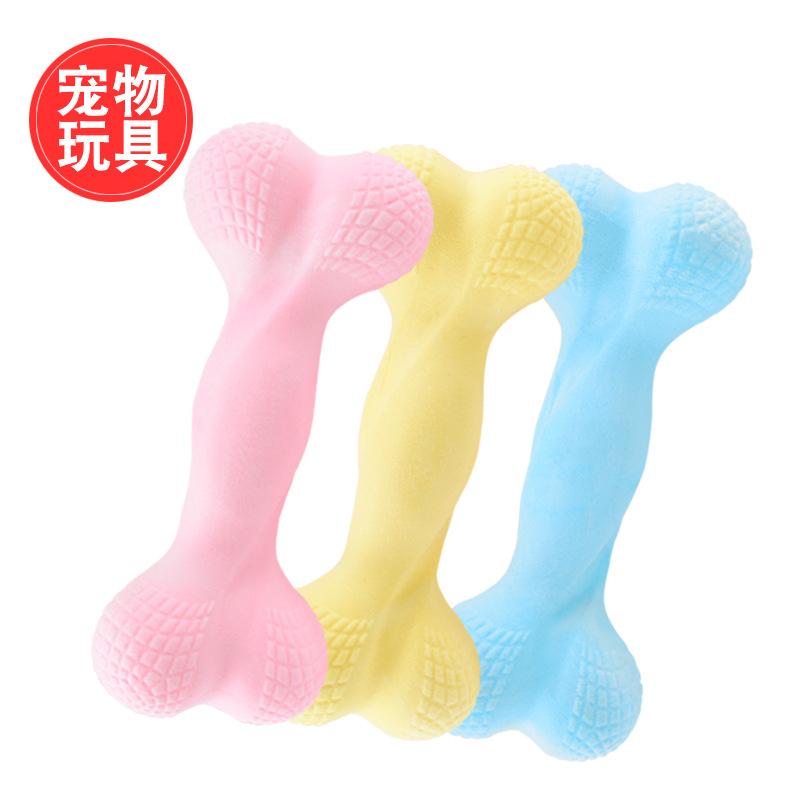 Pet Dog Toy Milk Flavor TPR Foam Bone Teeth Cleaning Chew Toy for Small Large Dogs Macaron Dog Bone
