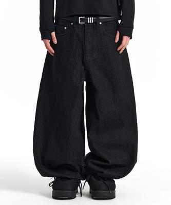 Gicheol Basic Balloon Denim Pants (Black)