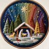 Nativity Scene Embroidery Craft Set Includes Adjustable Hoop Metal Needle Scissors for Holiday Crafting Projects