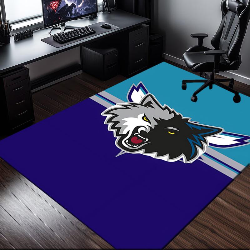 Timberwolves Logo Rug Office Carpet Non-Slip Mat, Chair Rug Floor Covering for Gaming, Bedroom, Living Room , Home Decor Christmas Gift