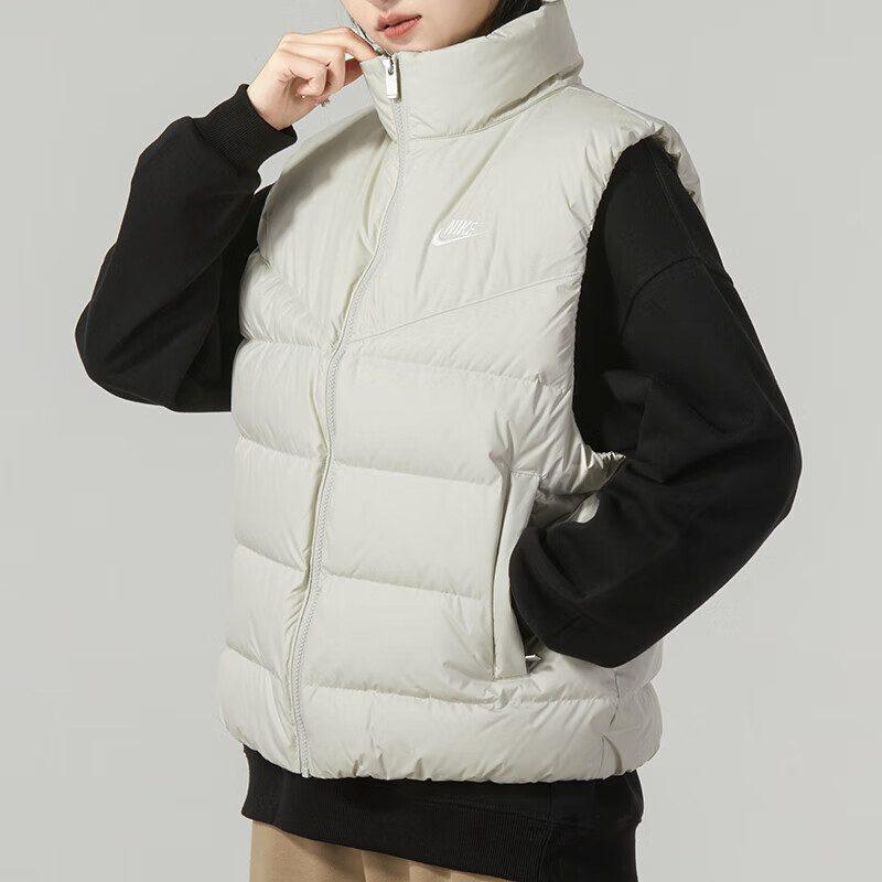 Nike Down Vests Women's White Stand Collar Moderate FZ1104-072