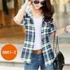 Spring Autumn Checkered Shirt Women's Cotton Long Sleeve Top Ladies Plaid Shirts Fashion Hooded Buttoned Slim Tops