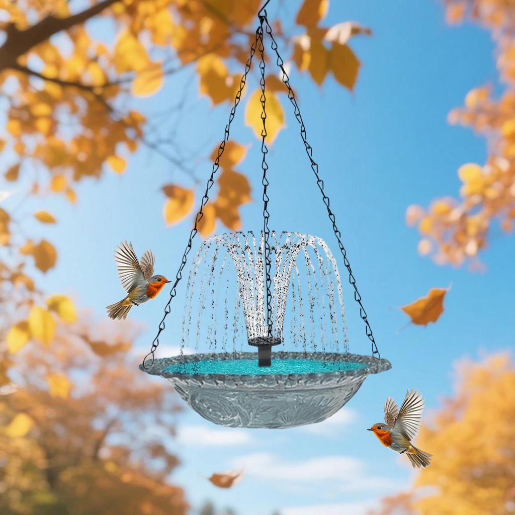 Solar Bird Baths Hangable Shower Bowl Solar Fountain For Bird Bath With Water Pump Birdbath For Outdoor Patio Garden Backyard