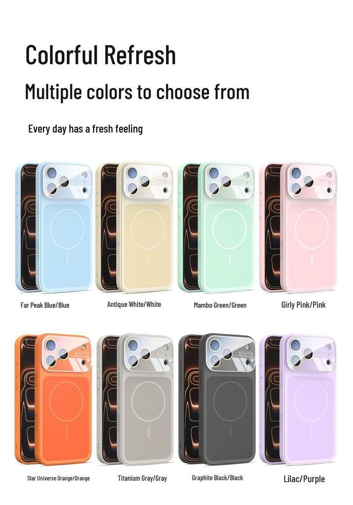 Dual-color Silicone Magnetic Case for iPhone 17 Pro Max with Lens Film & AI Button - Full Coverage for Apple 16