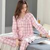 100% pure cotton pajamas women's long-sleeved printing set casual loose spring and autumn thin air-conditioned clothing loungewear can be worn outside