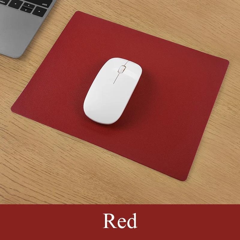 New PU Leather Mouse Pad Waterproof Cute Desk Pad Solid Colour Simple Stationery Desktop Computer Accessories Office Supplies
