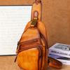 Fashionable Top Layer Cowhide Crossbody Bag, Men's Casual Chest Bag, Leather Trendy Shoulder Bag, Men's Backpack