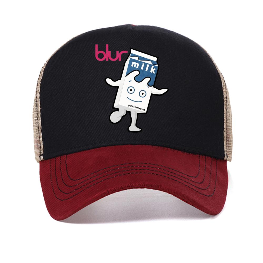 Blur Britpop Band Coffee and Tv Milk Band Concert Tour Printed baseball cap Summer Streetwear Casual Fashion mesh snapback hat Adjustable красный