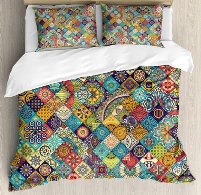 Set Biancheria da Letto a Scacchi per Camera da Letto Casa Composizione Monocromatica con Copripiumino Scacchiera Classica Coperta Federa