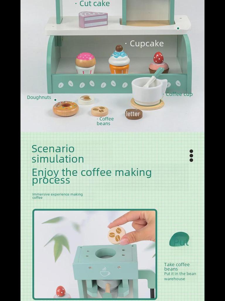 Wooden Kids' Tea Party Playset: Afternoon Tea Dessert & Cutting Toy Combo