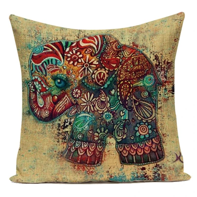 Vintage Style African 3D Animals Elephant Decorative Pillows Case Polyester Sofa Cushion Cover For Living Room Decoration