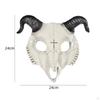 Sheep Skull Mask Halloween with Horns Horror for Cosplay