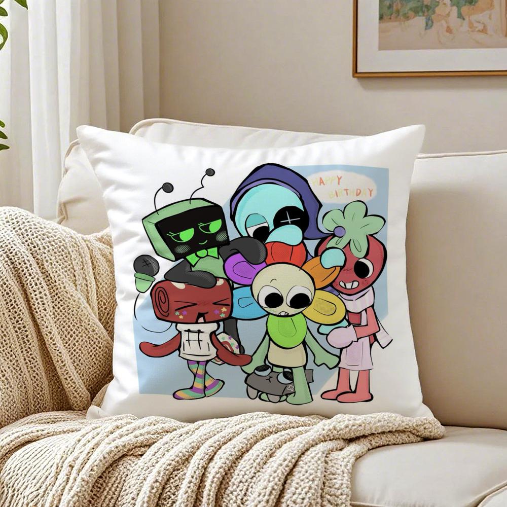 Creative Indie Game DDandys WWorld Cushion Cover Linen Pillowcase Soft for Sofa Bed Home Room Decor