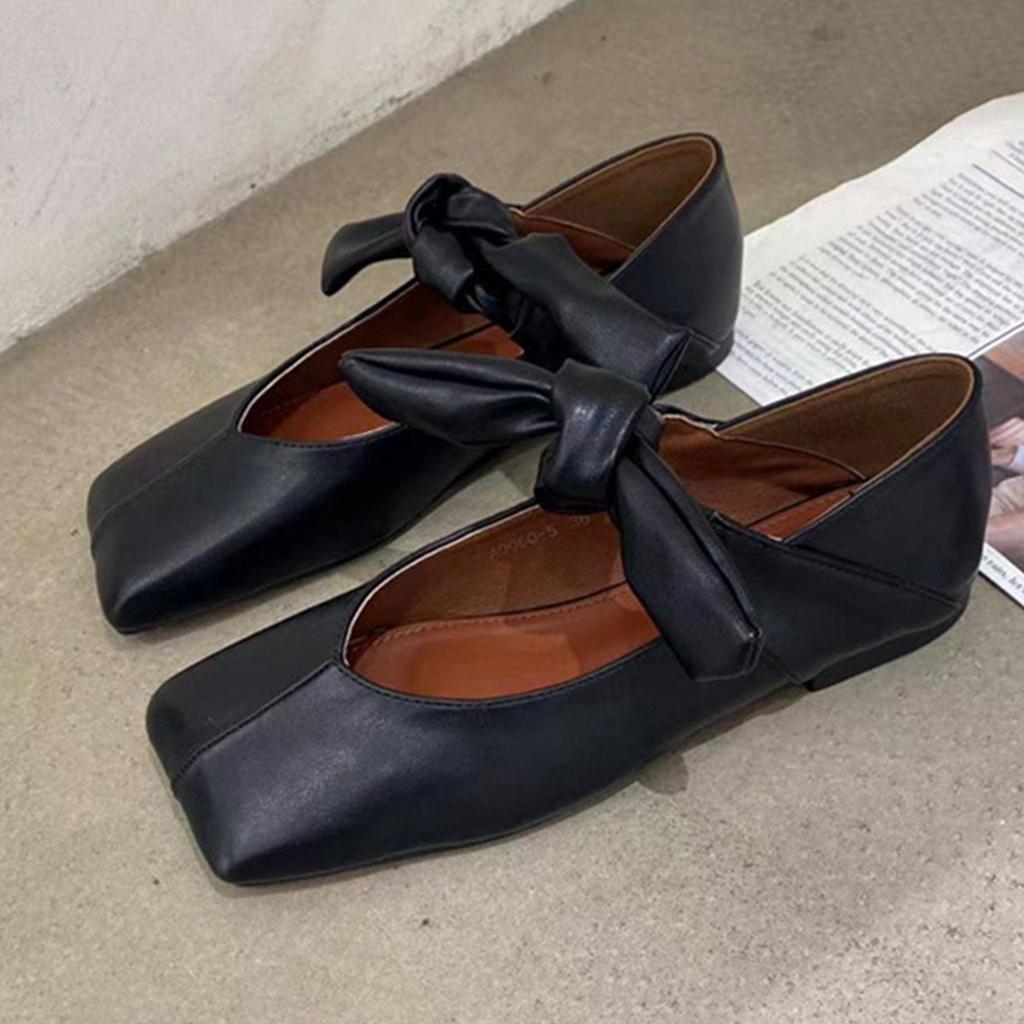 Eckige Zehenpartie Schnürung Glänzend Mary Jane Ballerinas Stilvoll Französisch Flach Silber Neu Frühling und Herbst Flach Ein Riemen Damen Schuhe