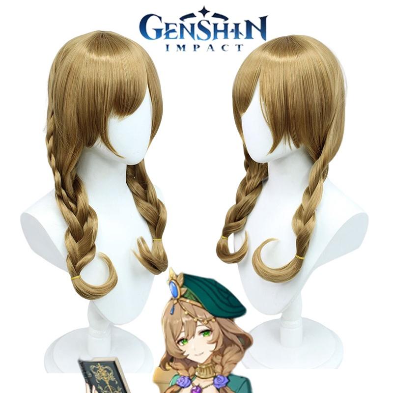 Peluca de Cosplay de Lisa Inspirada en Genshin Impact Trenza Doble
