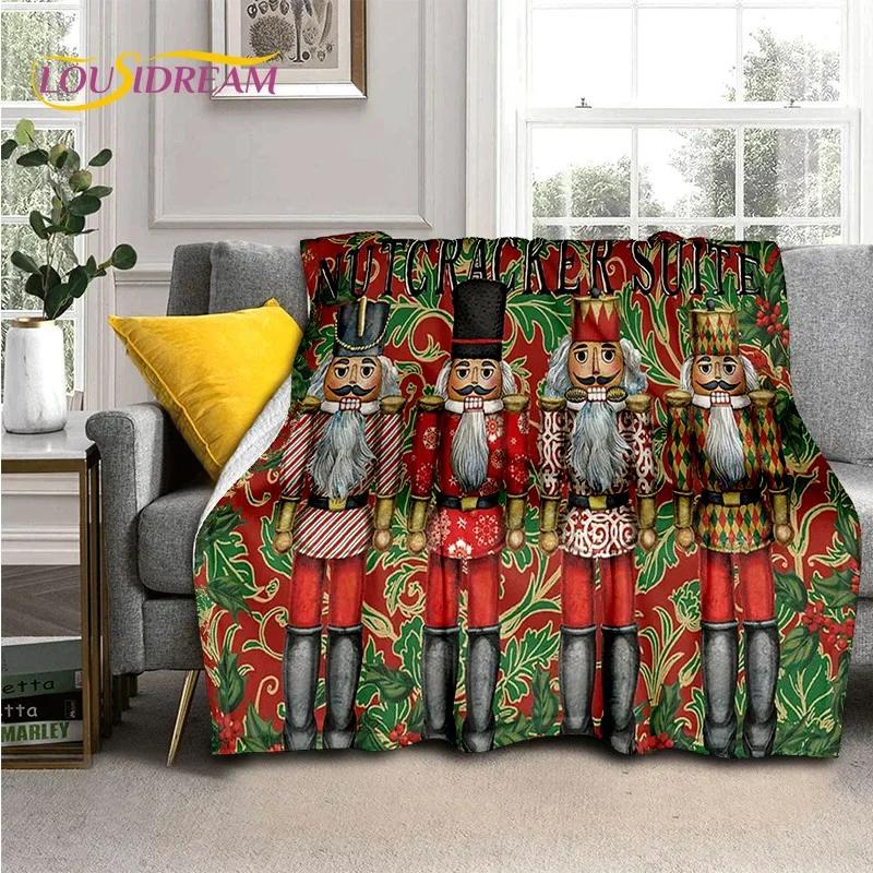 Christmas Tree New Year Nutcracker Cartoon Fairy Tales Blanket,Soft Throw Blanket for Home Bedroom Bed Sofa Cover Child Gift