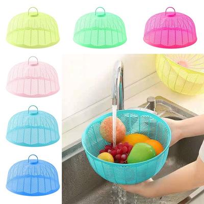 Plastic Food Cover Round Dish Protector Portable Mesh Cage  Home Kitchen
