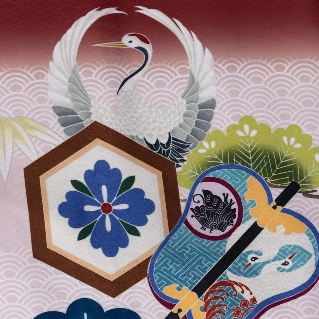 Kimono Haori and Full Hawk Kabuto Matsu B Tachi Kabuto Crimson Indigo Hakama String Length [KYOETSU] 5-Year-Old Boy's Shichi-Go-San Set, Hakama, Set,