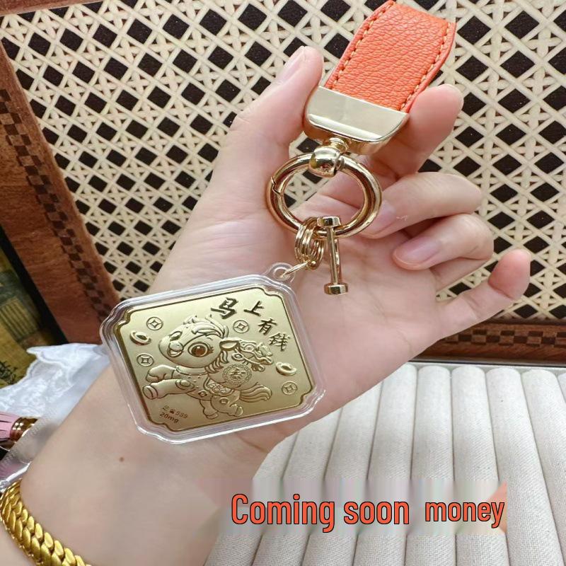 Kreativt 999 Rent Guld Tecknad Charm Hängsmycke för Telefon & Väska - Gyllene Nyckeln till Omedelbar Rikedom
