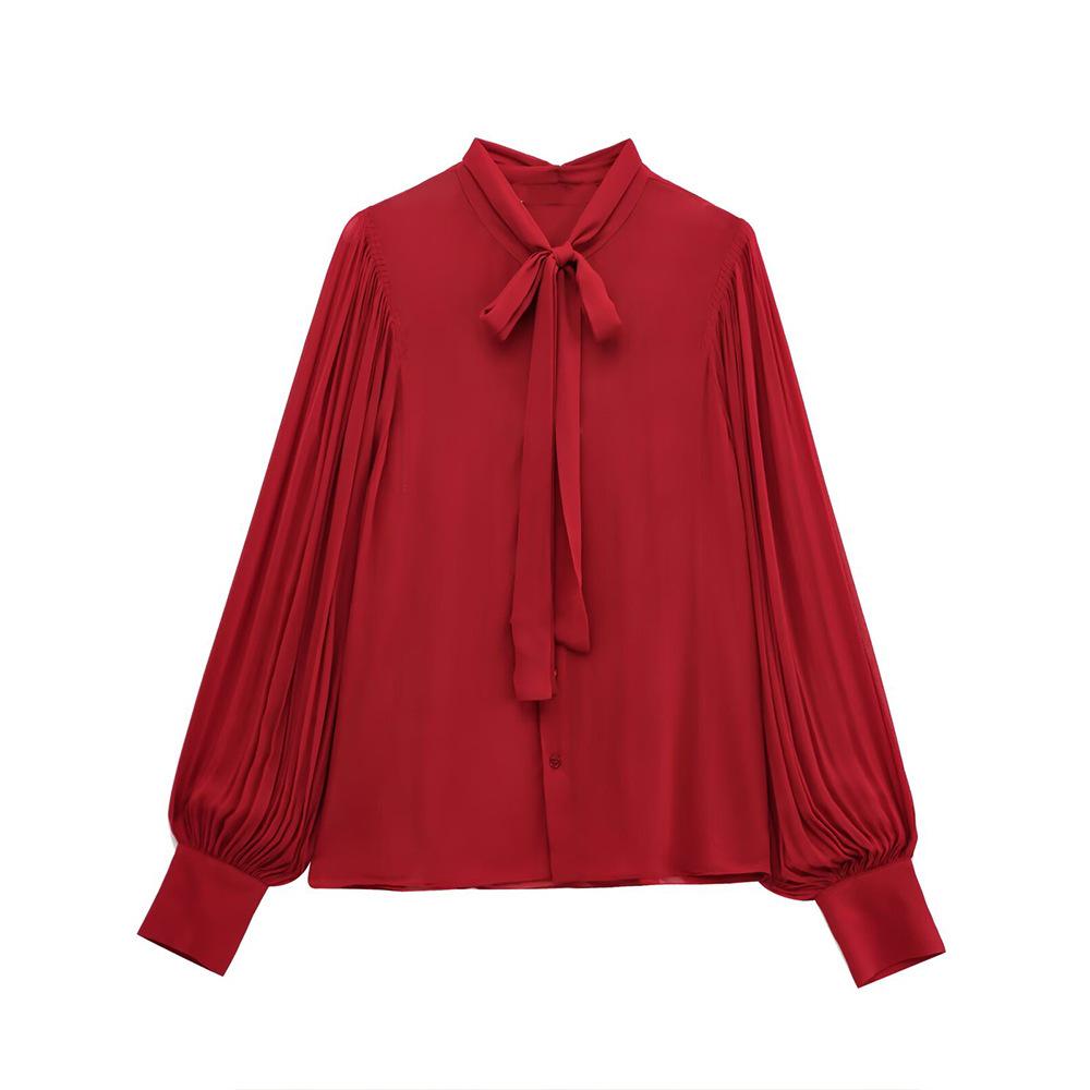 

TAOP&ZA Women s Summer Bow Tie Elegant Loose Shirt Top XS