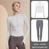Women's Long Sleeve Sports Yoga Jacket - Stand Collar Cardigan for Running, Fitness, and Pilates