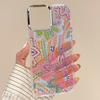 Pink Cartoon Floral Case For iPhone 17 Pro Max iPhone 16 15 14 13 Pro Max 11 17e 16e Plating Lens Frame Clear Soft Silicone Back Cover